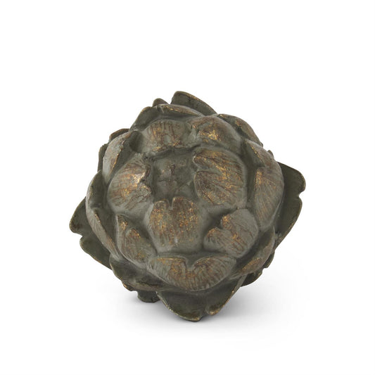 4' Gold Gilded Sage Green Resin Artichoke