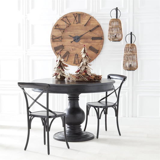 35.5" Dark Mango Wood Wall Clock