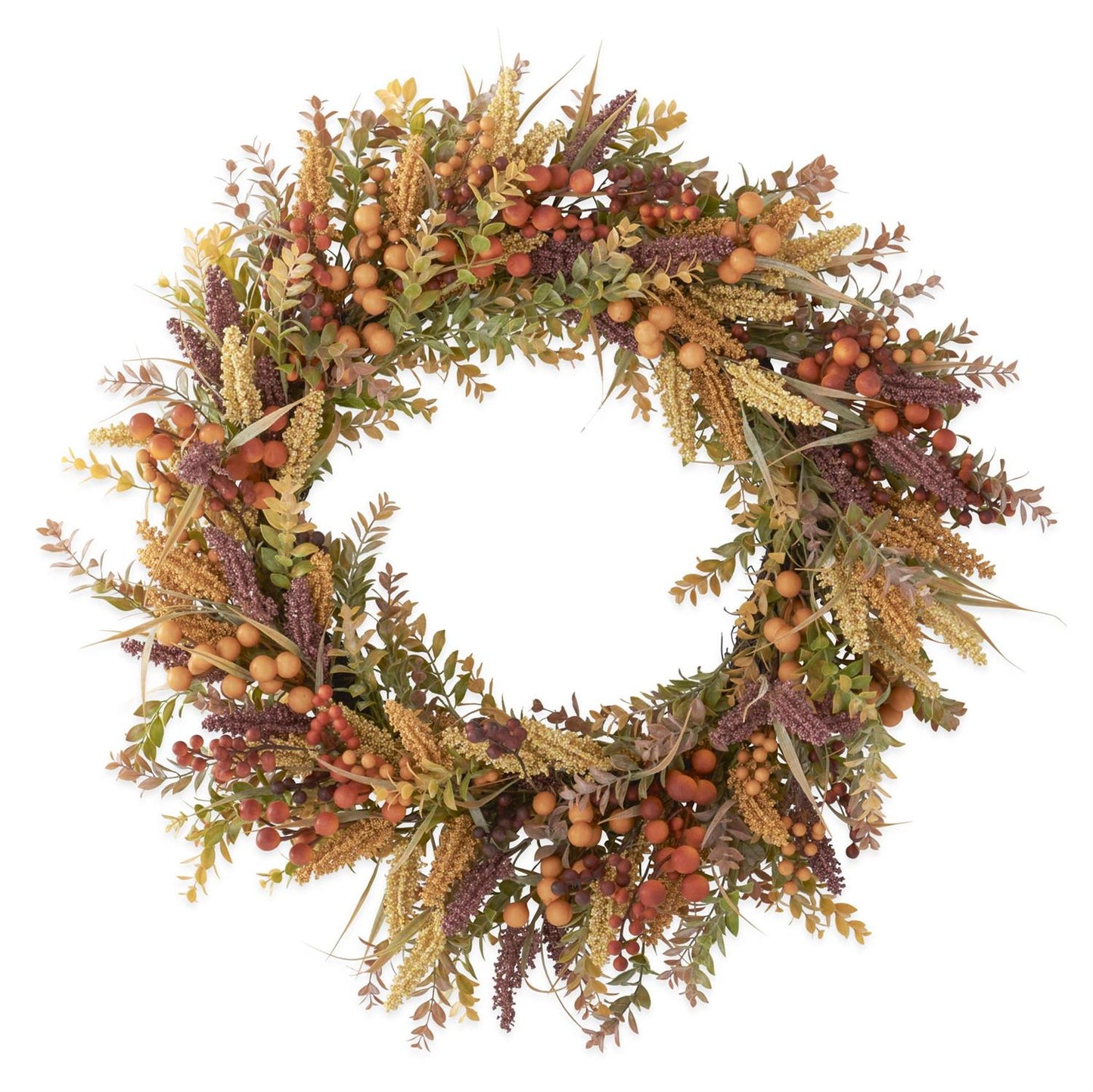 30" BURGUNDY CREAM SEED BERRY FALL FOLIAGE WREATH