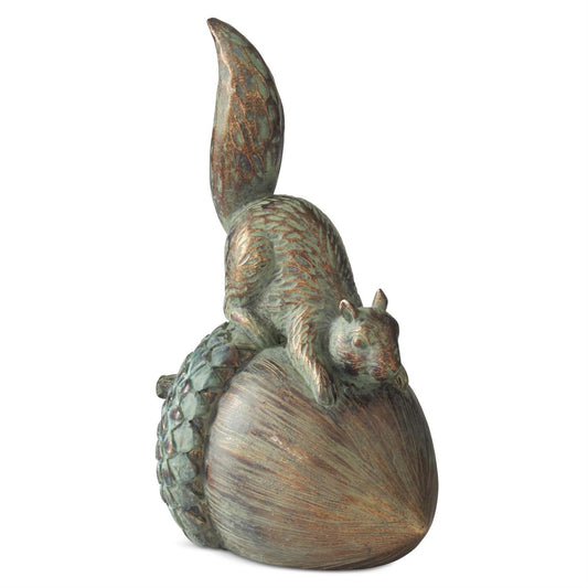 Resin Patina Copper Squirrel on Acorn