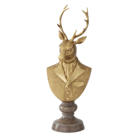 22" Gold Resin Formal Attire Deer Bust