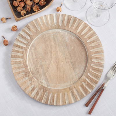 Ribbed Wooden Charger