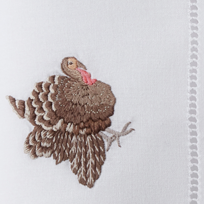 Embroidered Turkey Hemstitch Napkin