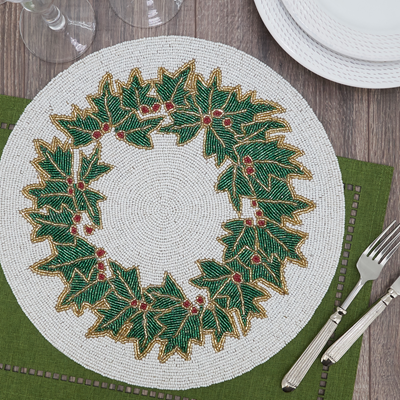 Beaded Holly Placemat