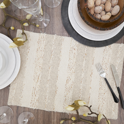 Fringe Stripe Placemat - Ivory