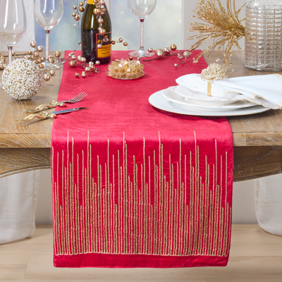 Velvet Beaded Lines Runner