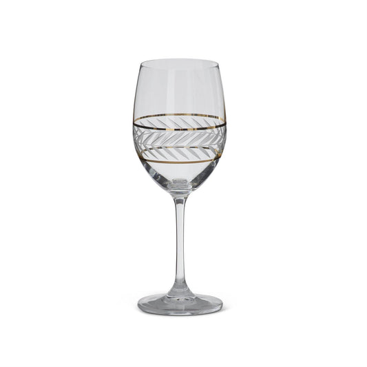 Clear Glass Wheat Etched Gold Strip Drinkware