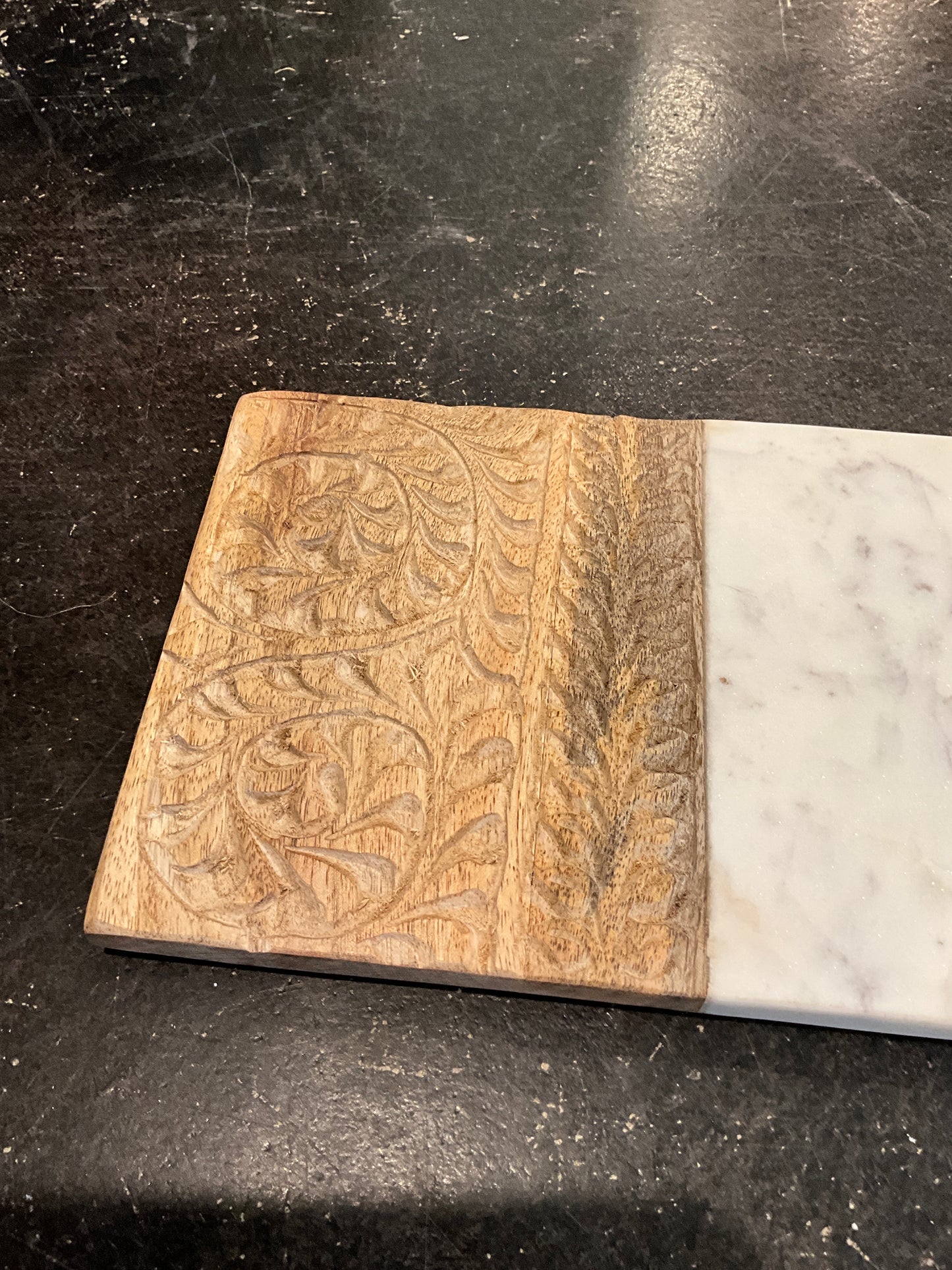 Marble & Hand-Carved Wood Serving Board