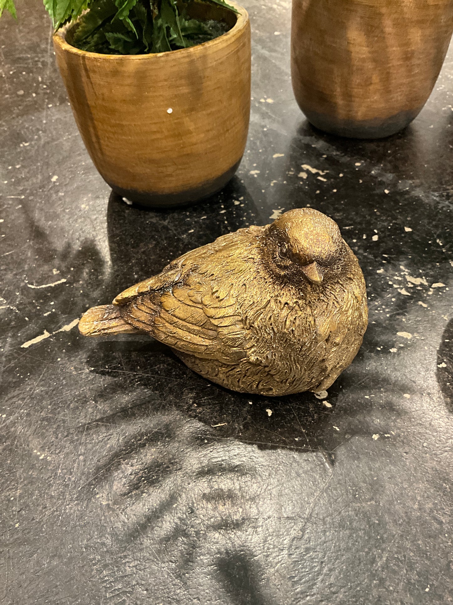 Gold Distressed Resin Bird