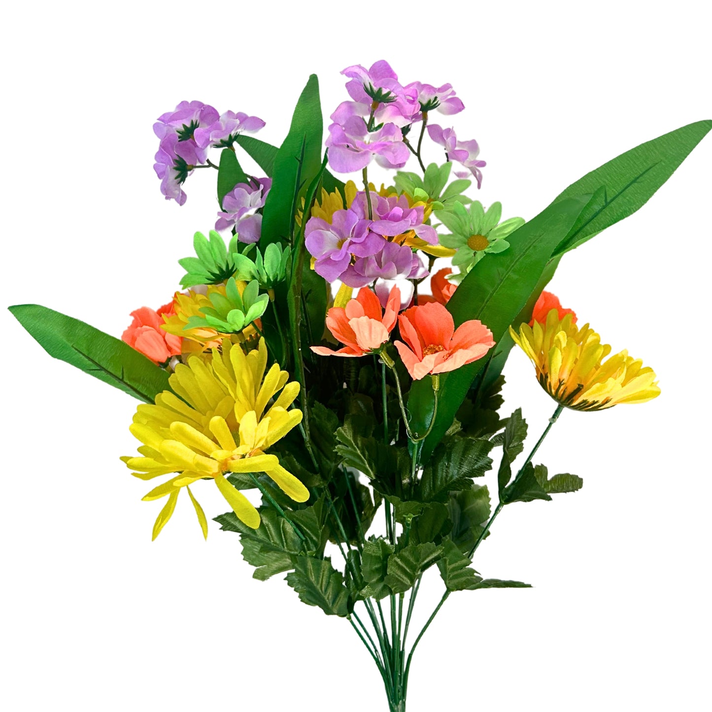 Mixed Flower Bush (18 tall") Bright Mix Yellow /Coral /Purple/Green