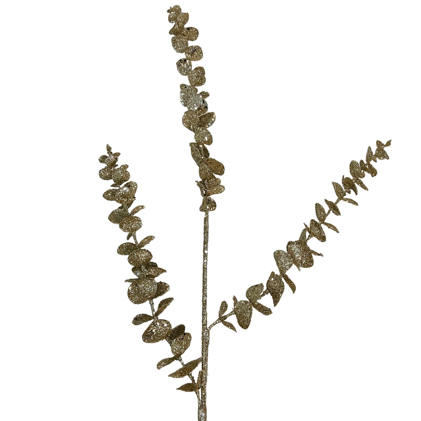 GLAMOROUS GLITTERED EUCALYPTUS SPRAY - CHAMPAGNE 29"