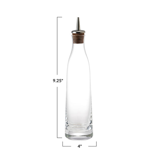 8 oz. Glass Cruet w/ Stainless Steel & Cork Spout