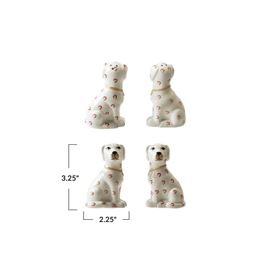 Ceramic Dog Shaped Salt & Pepper Shakers, Set/2