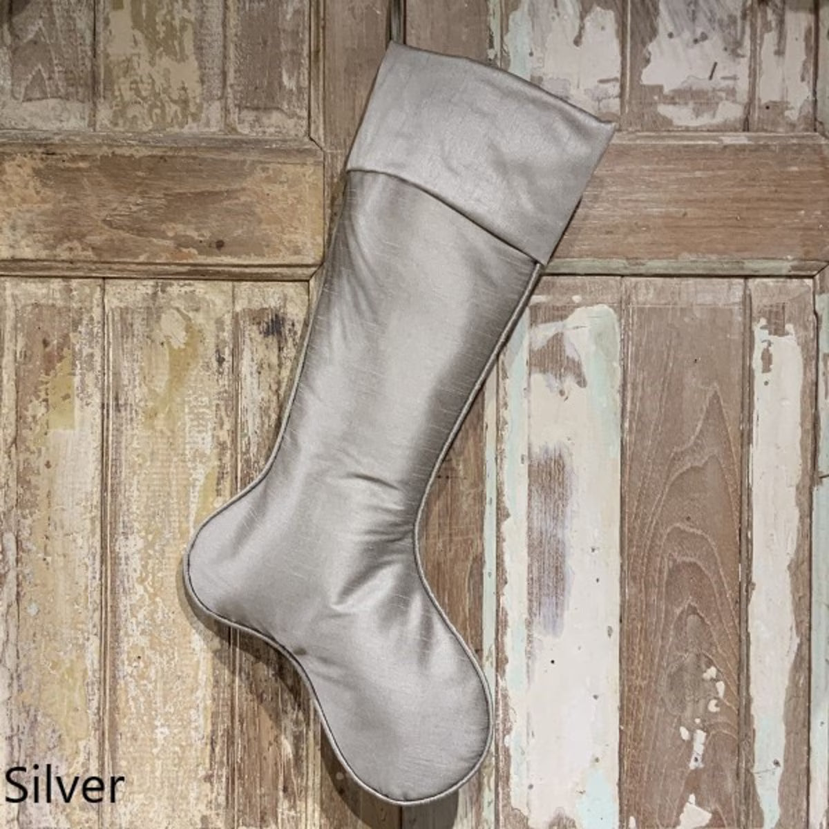 25" Dupion Stocking - Silver
