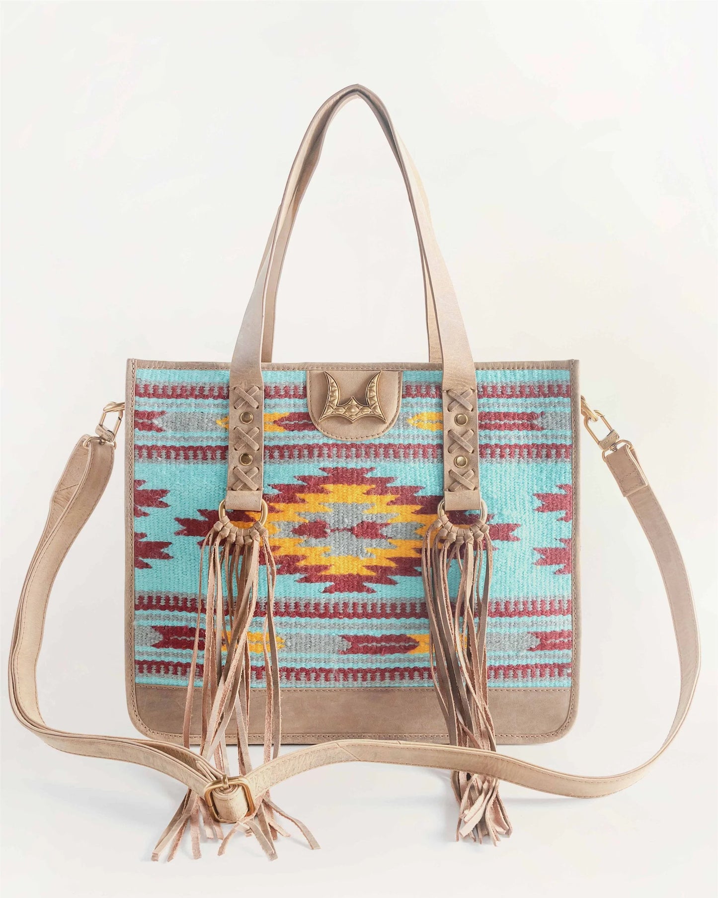 Country Medium Bag - Turquoise Wool & Calfskin
