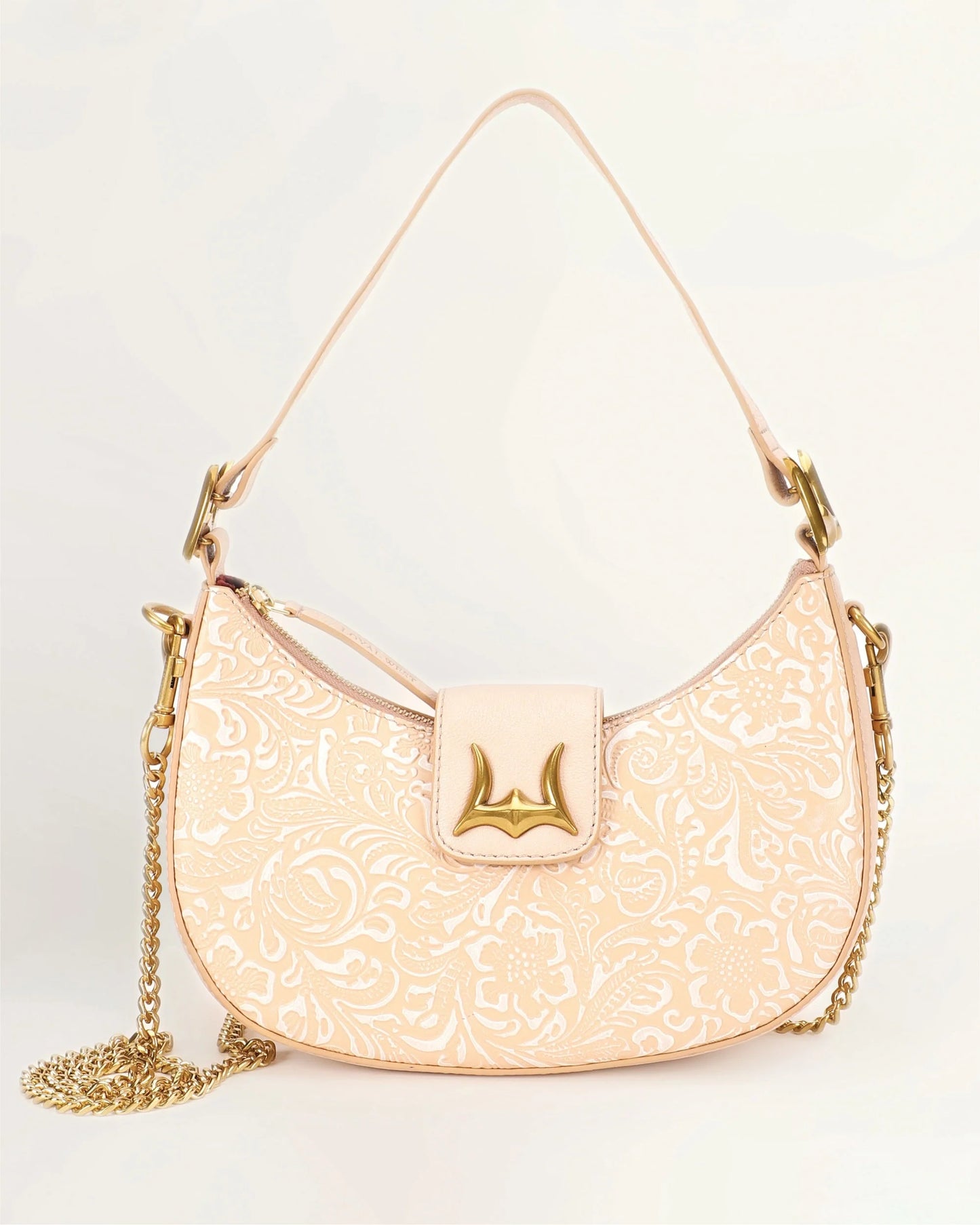 Lw Hobo Medium Purse - Beige Floral Leather