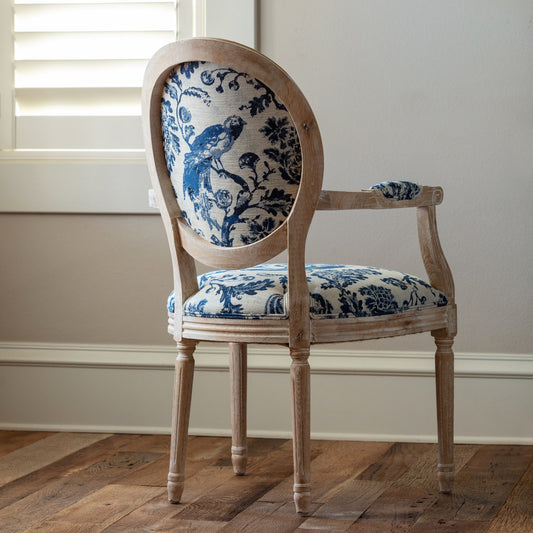 Blue Fowl & Fruit Jacquard Chair