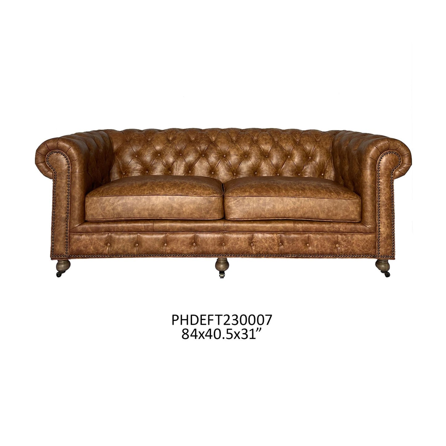 Grand Oaks Leather Chesterfield Sofa 84"