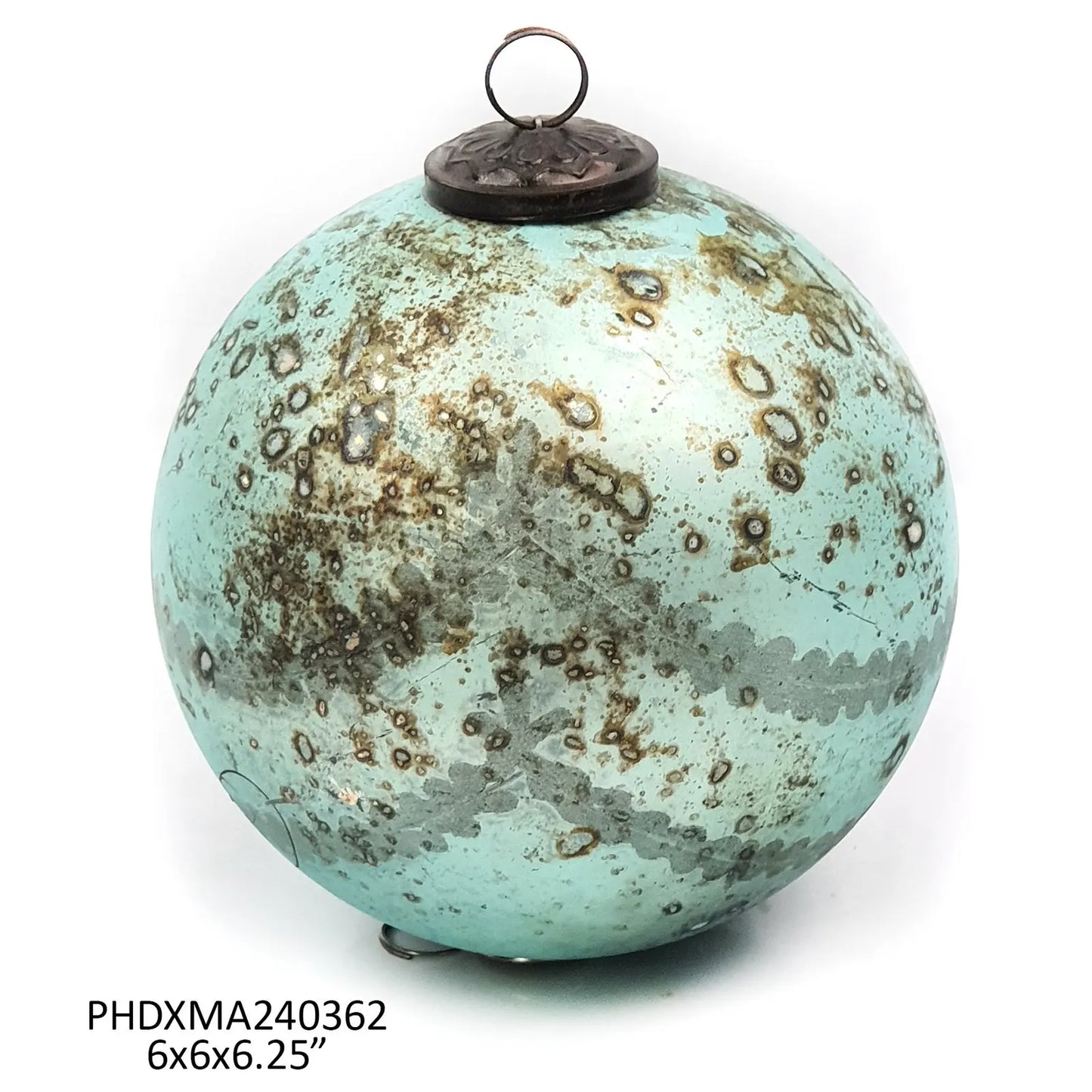 AZURE GLASS 6" BALL ORNAMENT