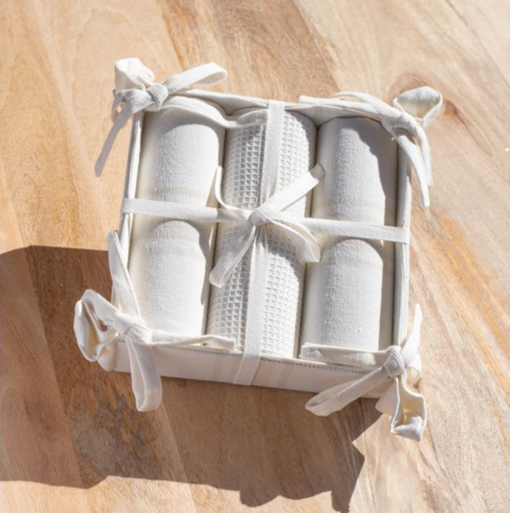 3pc Beige Stripe Towel Gift Set