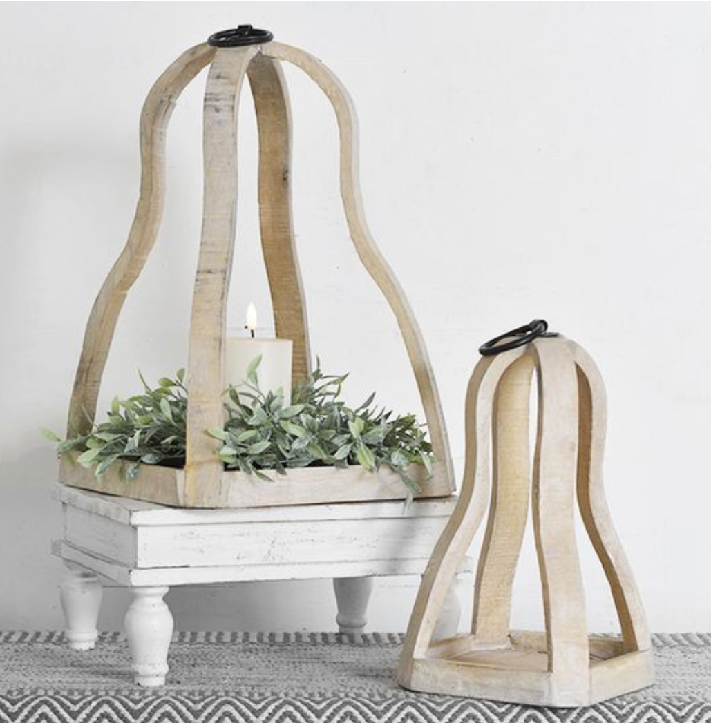 White Wash Wood Candle Holder