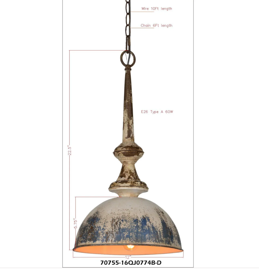 Liza 1 Light Metal Pendant