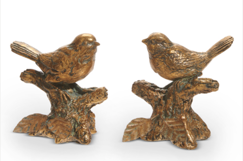 4" ANTIQUE GOLD BIRD ON BRANCH