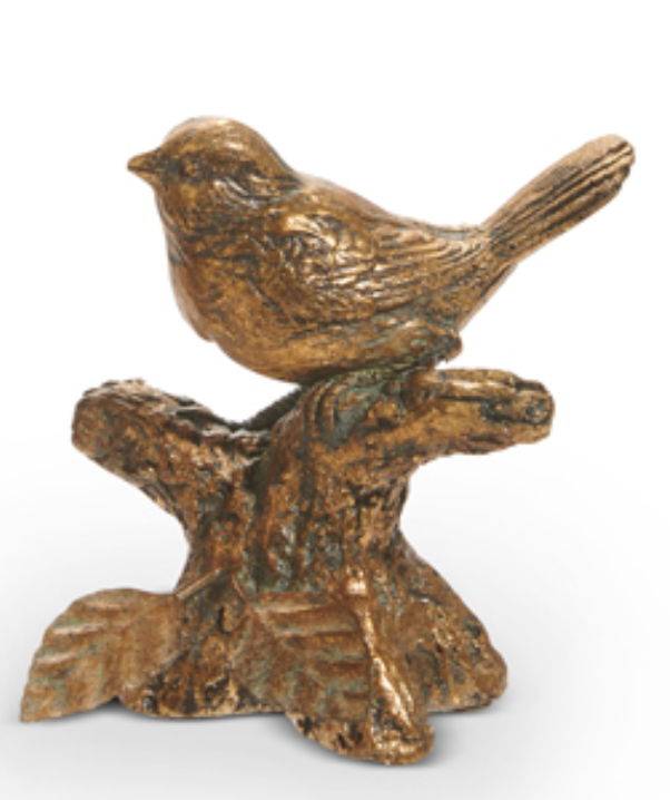 4" ANTIQUE GOLD BIRD ON BRANCH