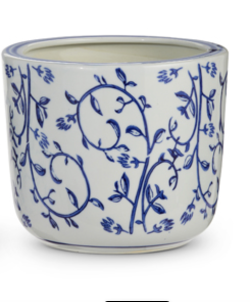 BLUE AND WHITE CACHE POTS