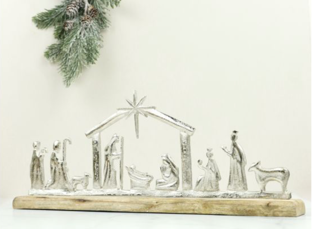 19.7" ALUM. WOOD NATIVITY TABLETOP