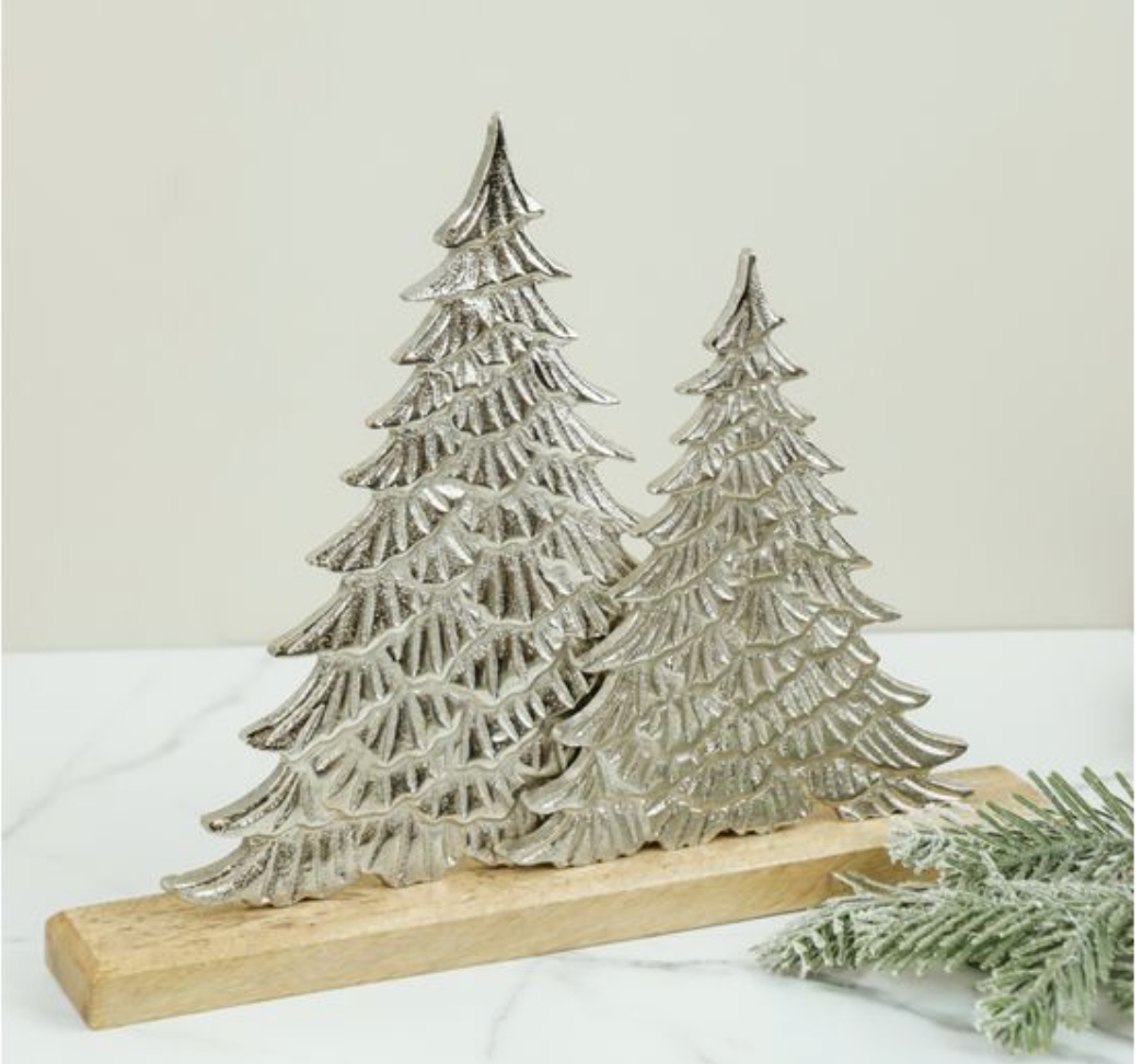 ALUM. DOUBLE TREE WITH WOOD BASE