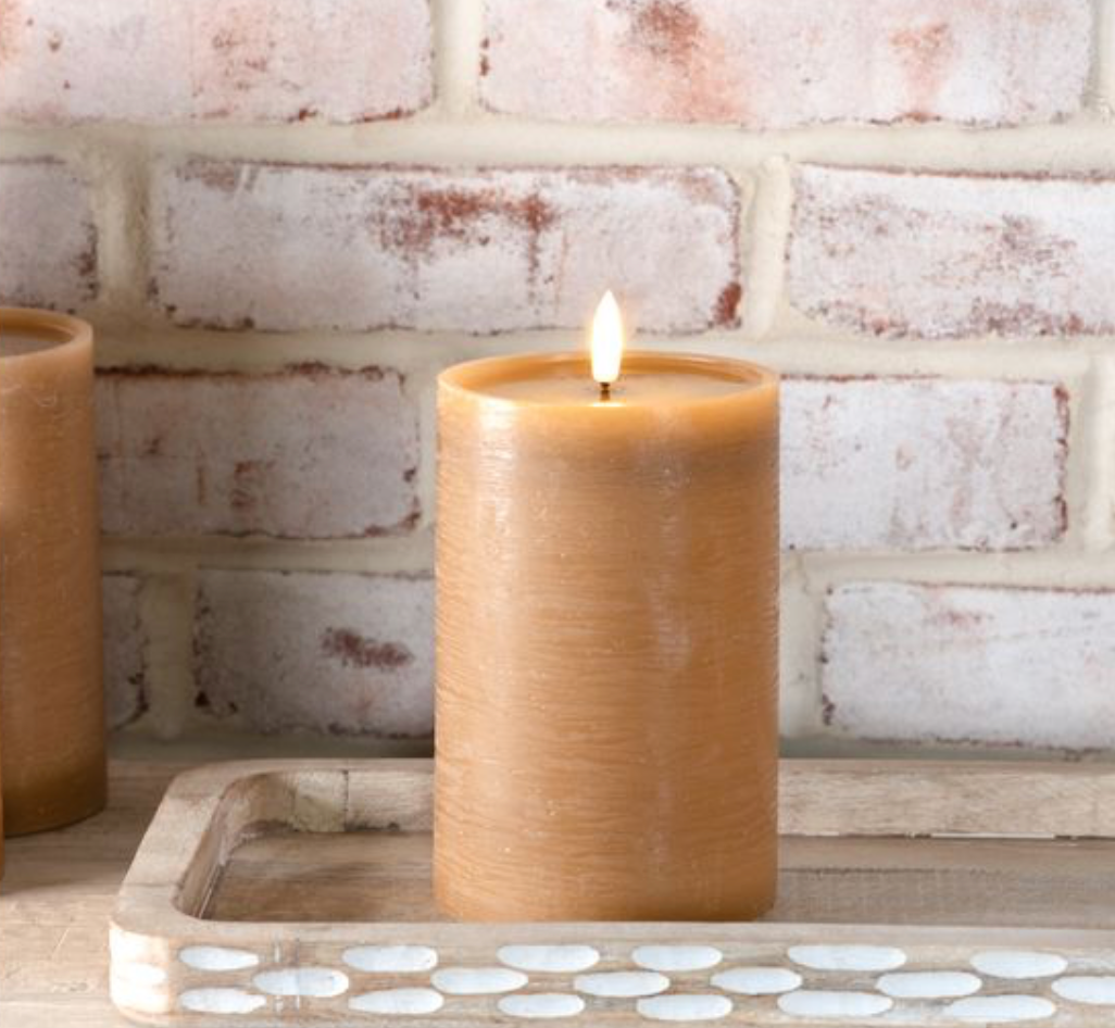 6" H. WIDE CARAMEL LED PILLAR CANDLE