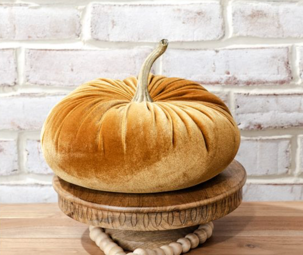10" PALE ORANGE VELVET PUMPKIN