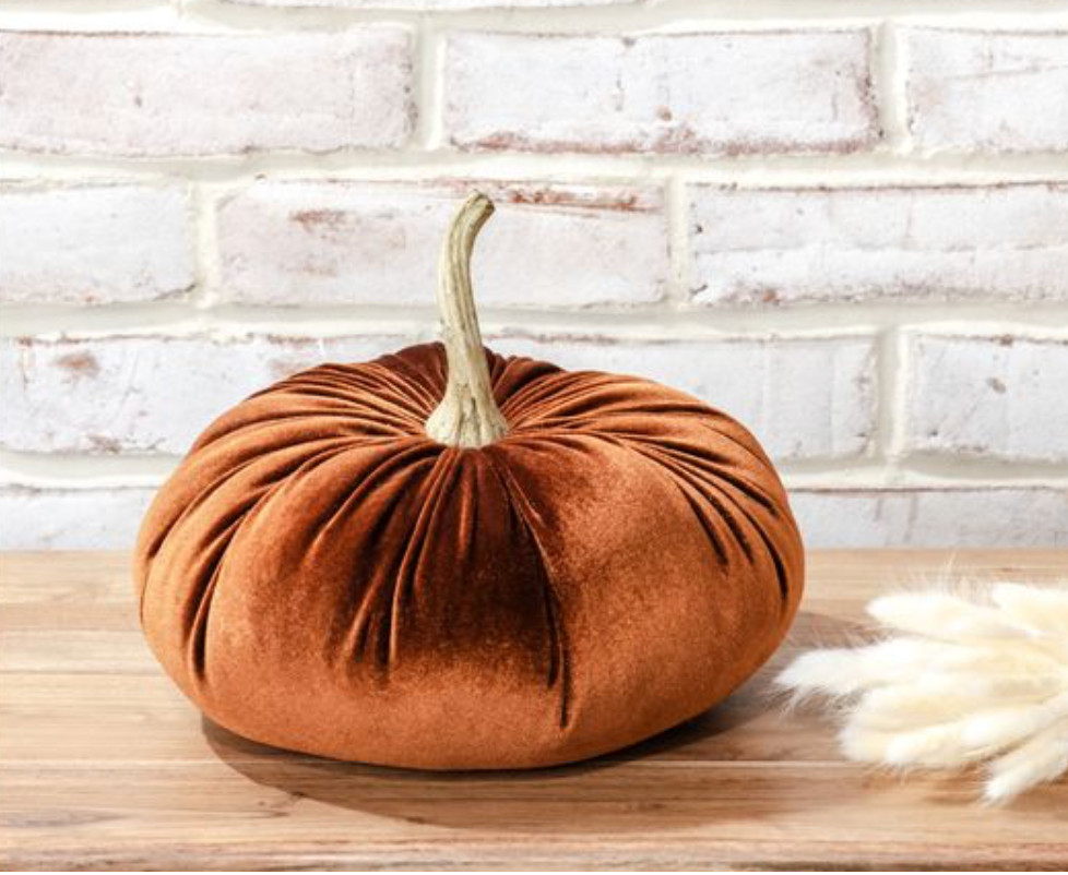 10" BURNT ORANGE VELVET PUMPKIN
