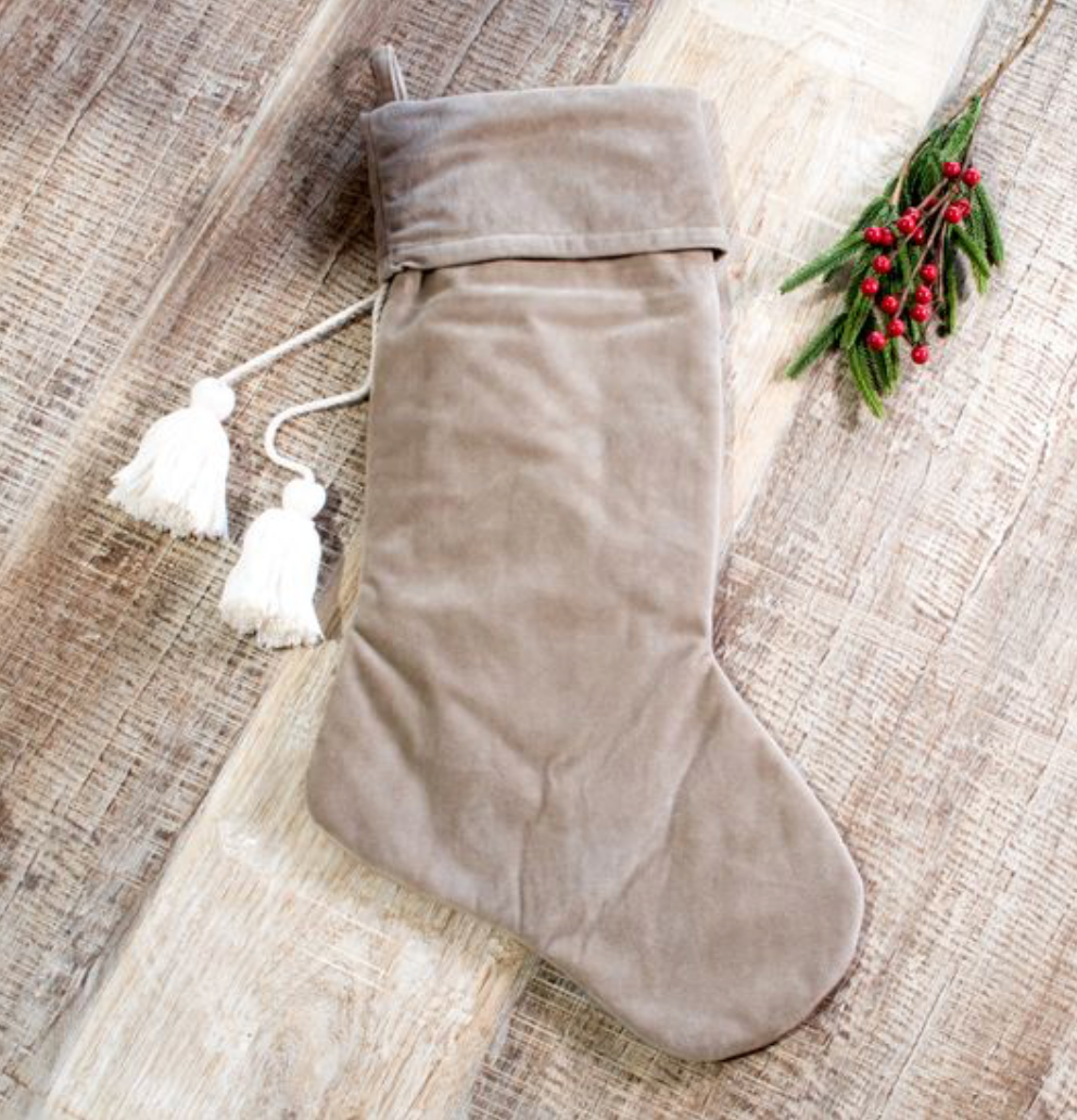 22"L LATTE VELVET STOCKING