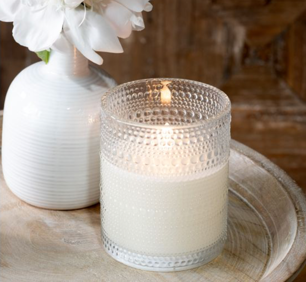 5" LED BEADED GLASS CANDLE