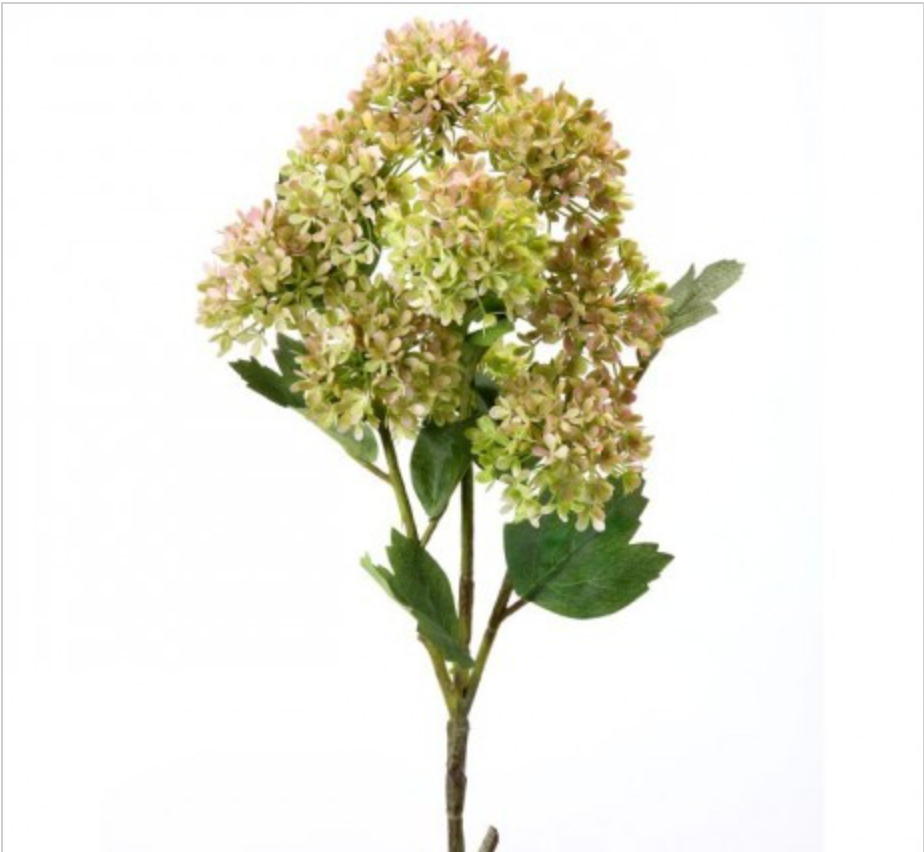 SNOWBALL HYDRANGEA BRANCH 33" - Green/Pink