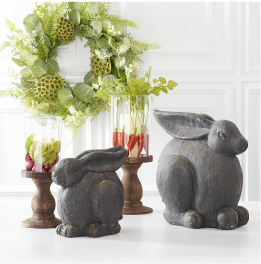 10" DARK BROWN RESIN SITTING RABBIT