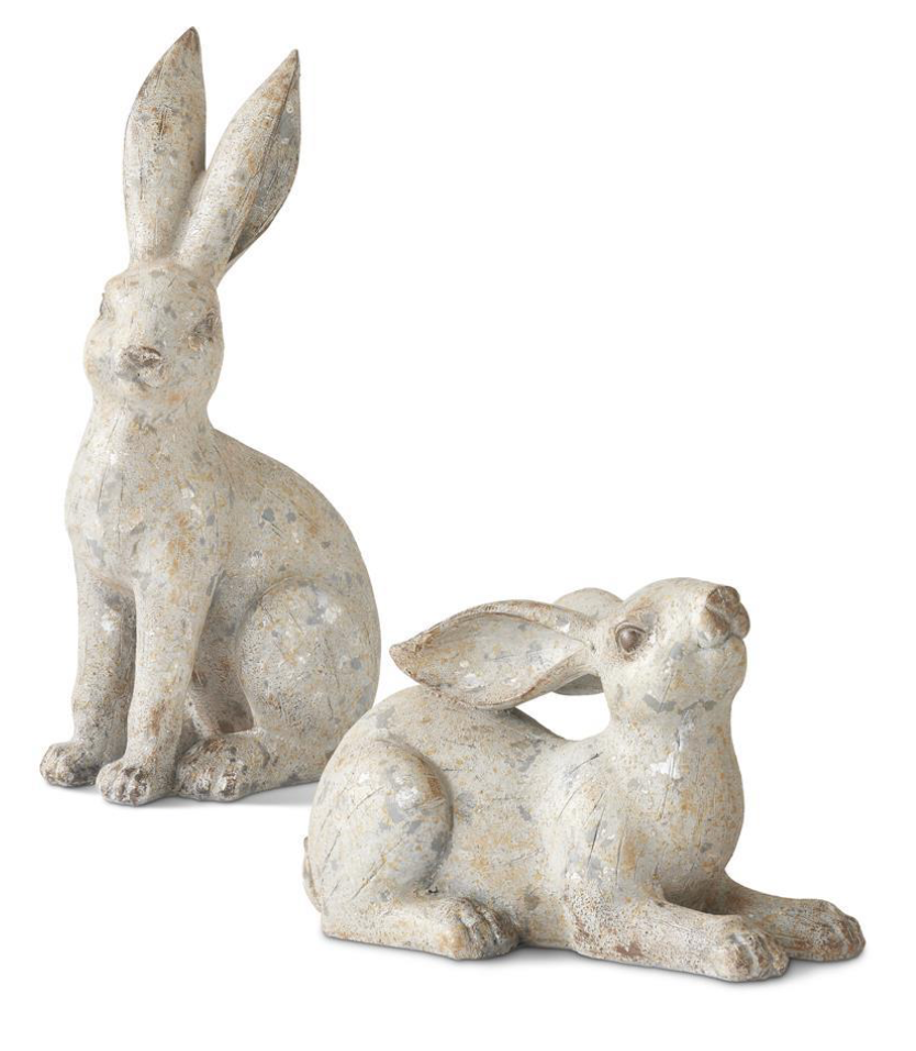 RESIN DISTRESSED GRAY BUNNIES