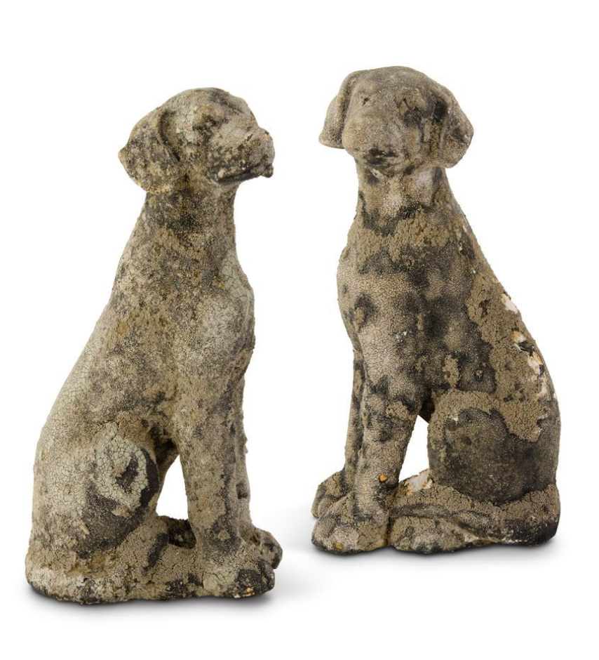 WEATHERED STONE DOGS