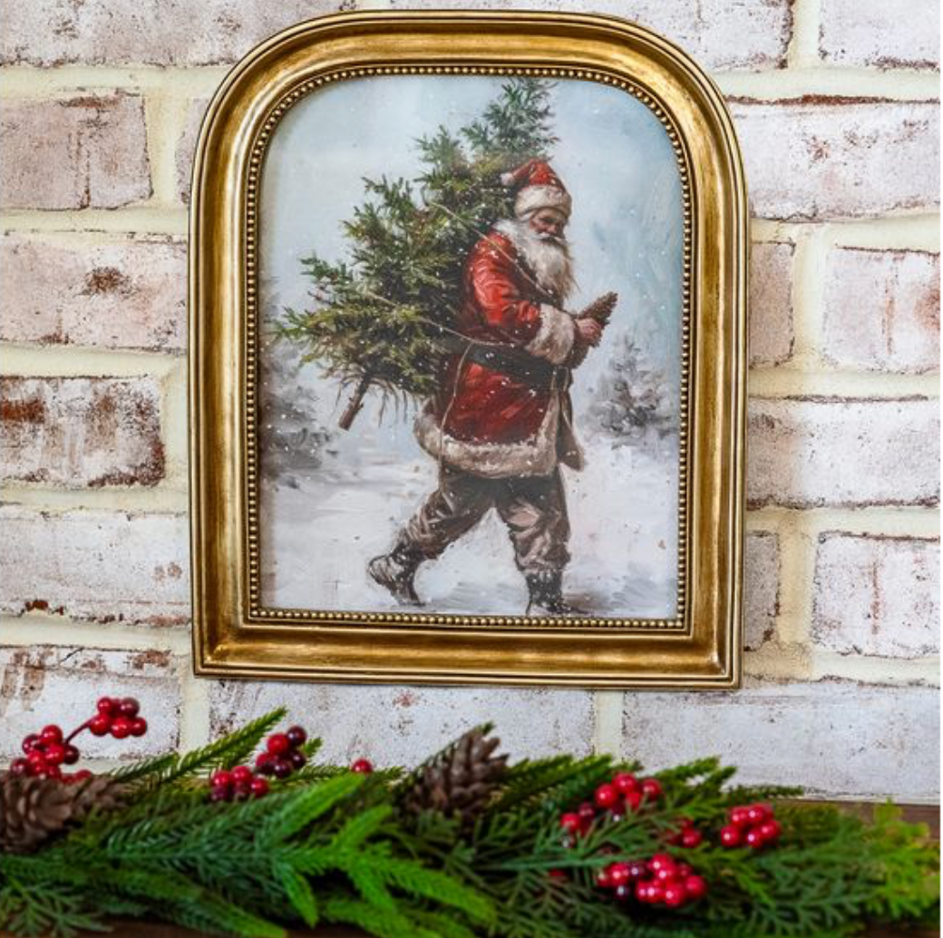 12" ANTIQUE GOLD SANTA TREE FRAME