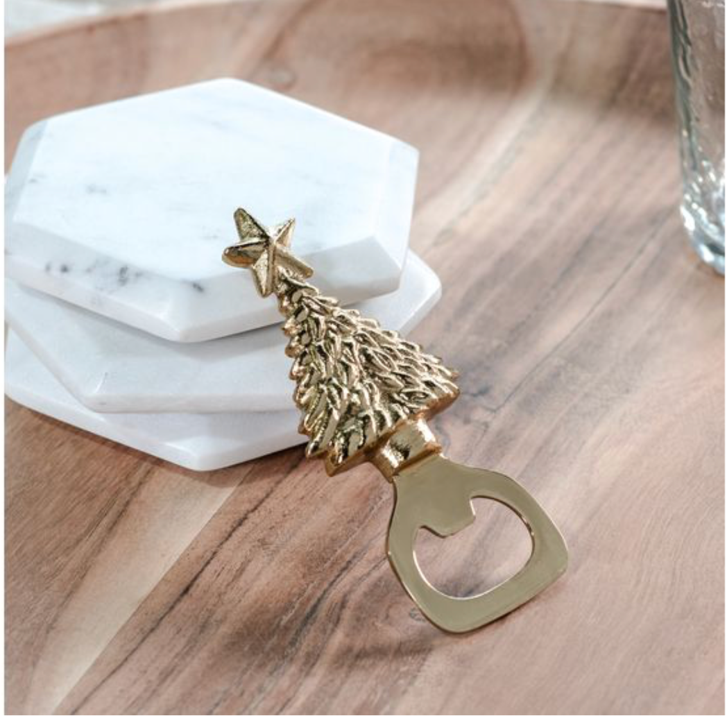 GOLD CHRISTMAS TREE BOTTLE OPENER