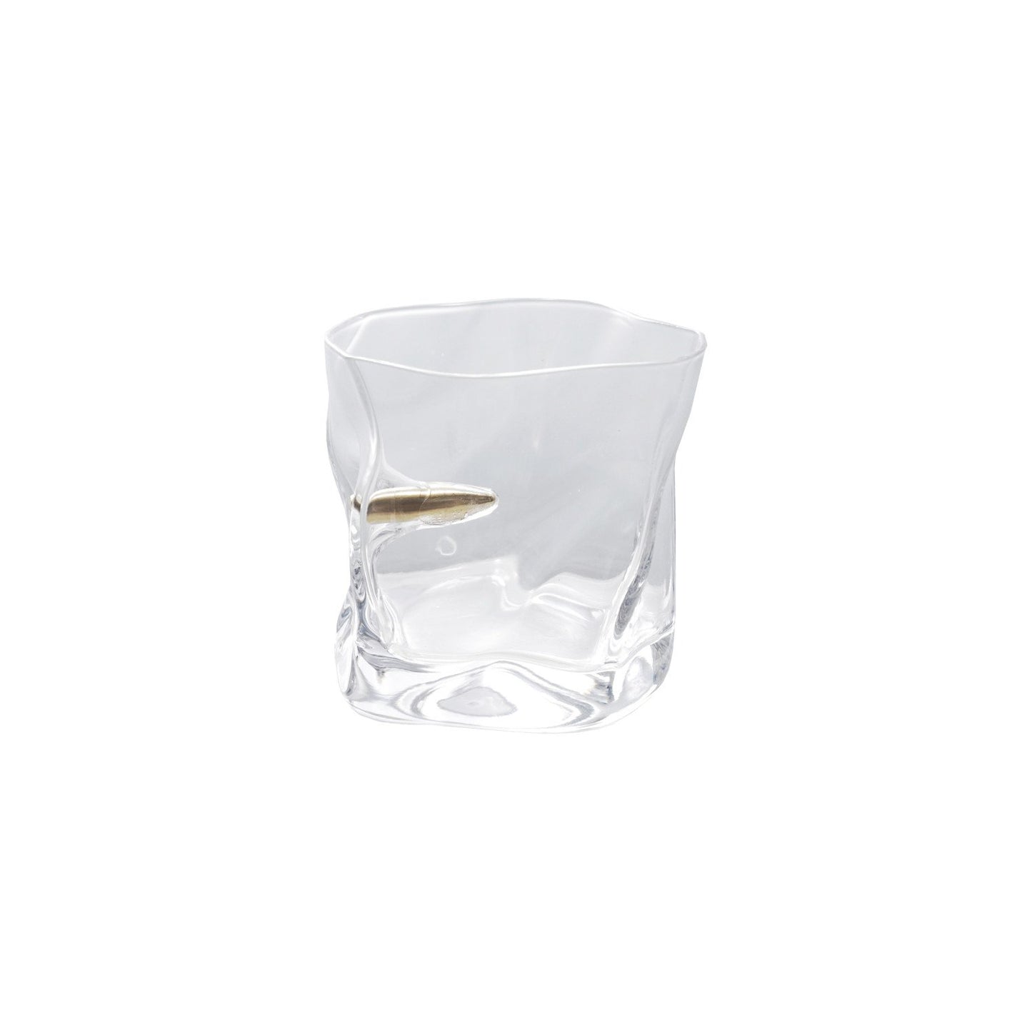 8 oz. Textured Whiskey Glass w/ Embedded Gold Finish Bullet