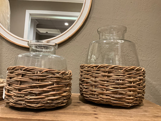 Glass Vase with Woven Basket