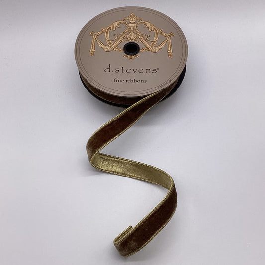 " x 10yds lush velvet metallic gold back, walnut