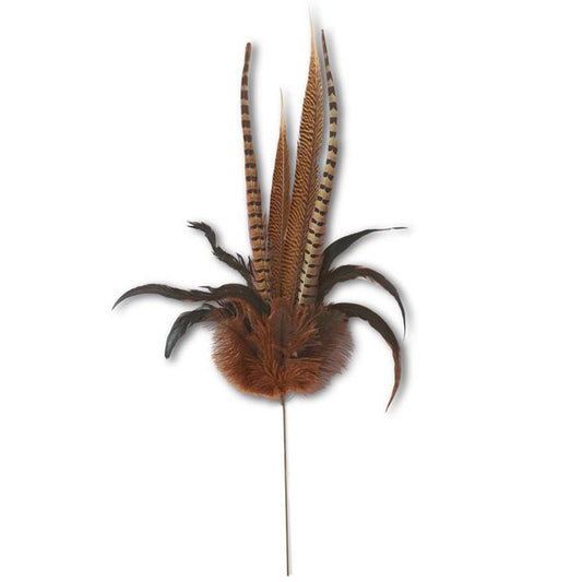 35" MIXED PHEASANT FEATHER SPRAY W/ORANGE FEATHERS