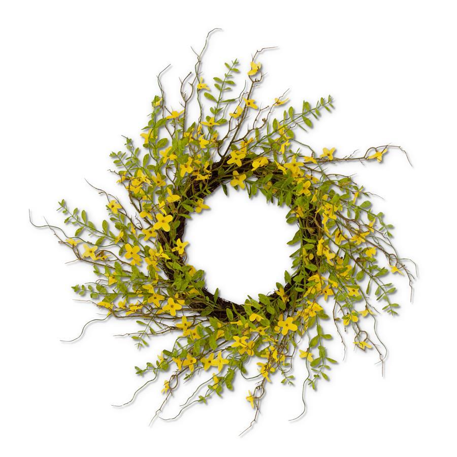 28" Forsythia Wreath w/Foliage
