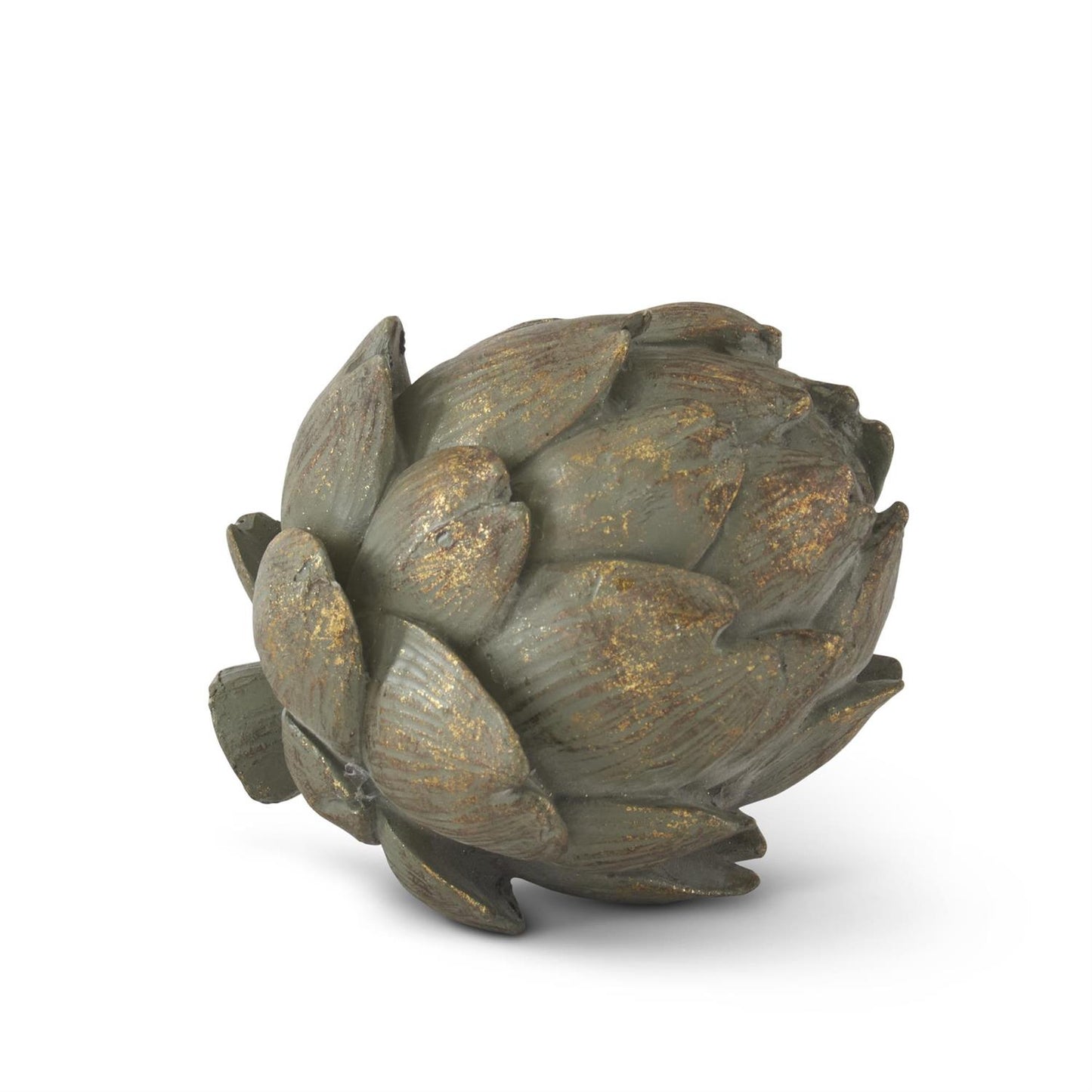 4' Gold Gilded Sage Green Resin Artichoke