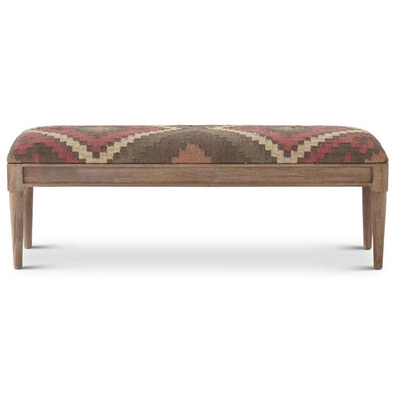 Brown Aztec Upholstered Wood Bench