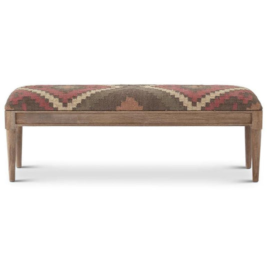 Brown Aztec Upholstered Wood Bench